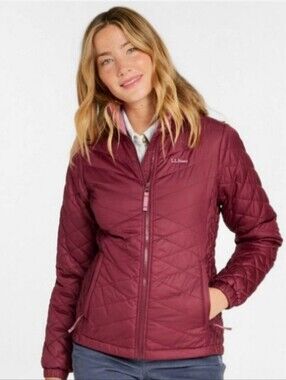 L.L. Bean Maroon Fleece Lined Primaloft Jacket Size 1X Plus